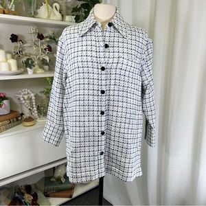 Club Monaco Blue and Green Textured Shirt Jacket Shacket